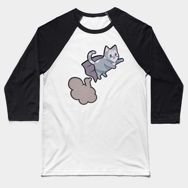 Farting Cat Baseball T-Shirt by mieeewoArt